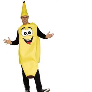 Banana Halloween Costume Yellow Tunic & Hat 2 Pc Teen Adult Funny Lightweight